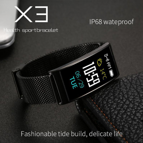 X3 Caja Grande Negra con Letra Roja Health Sportbracelet Smart Pulsera