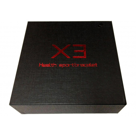 X3 Caja Grande Negra con Letra Roja Health Sportbracelet Smart Pulsera