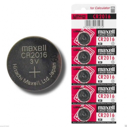 Pila de Boton MAXELL CR2016 3V PACK DE 5UNIDADES