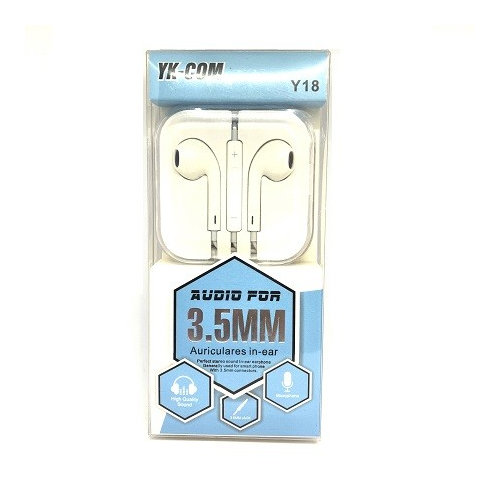 Cascos / Auriculares Conector Jack 3.5mm Tipo IPhone Blanco / YK-COM / Y18
