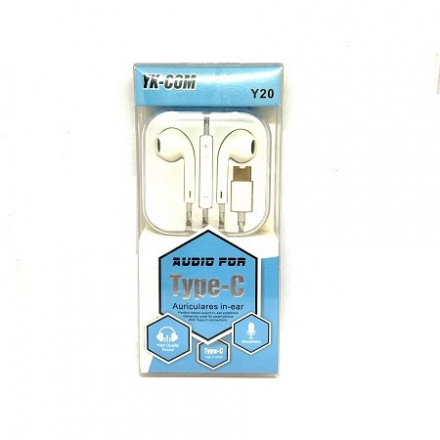 Cascos / Auriculares Conector Tipo-C Blanco / YK-COM / Y20