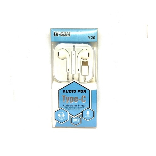 Cascos / Auriculares Conector Tipo-C Blanco / YK-COM / Y20