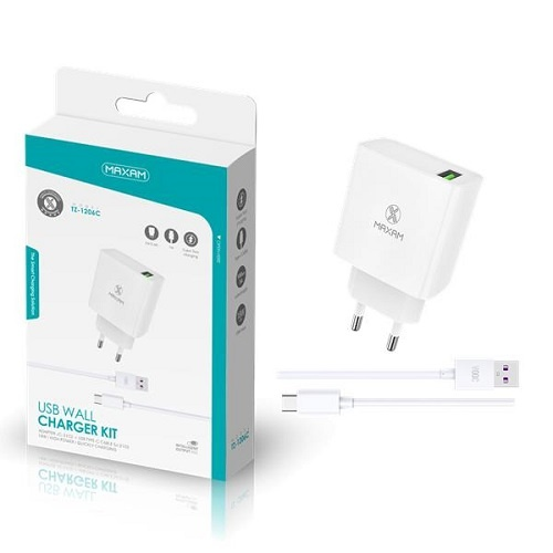 Cargador Rapido 18W Con Cable Tipo C De 1 Metro 5V/3.4A / TZ-1206C / MAXAM