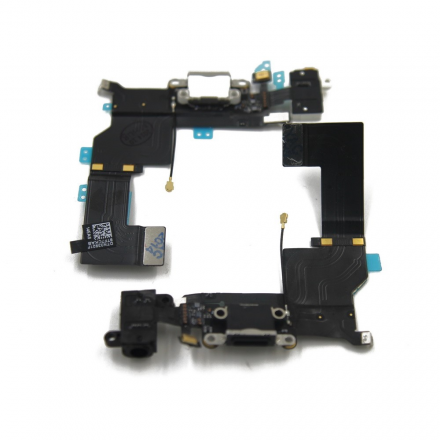 Cable flex con conector de carga, datos y accesorios, conector jack de 3,5 blanco, micrófono y cable coaxial para iPhone 5S