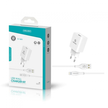 Cargador Con Cable Lightning De 1 Metro 2.1A / TZ-1207i / MAXAM