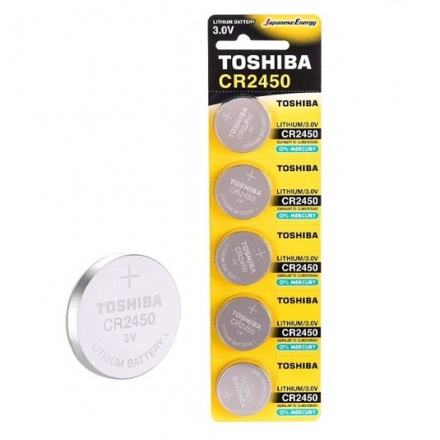 Pila De Boton Litio 3.0V / CR2450 TOSHIBA / Pack 5 Unidades