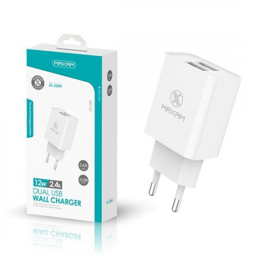 Adaptador / Cargador De Pared Con Dos Salidas USB De 2.4A / JC-2209 / MAXAM