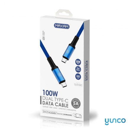 n180 SJ-2102C Cable doble salida Tipo C Azul 100W 5A 1M
