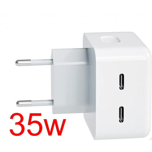 Adaptador con Dos Puertos USB‑C de 35 W  Ultra Rapido Calidad Original(Un Año De Garantia)
