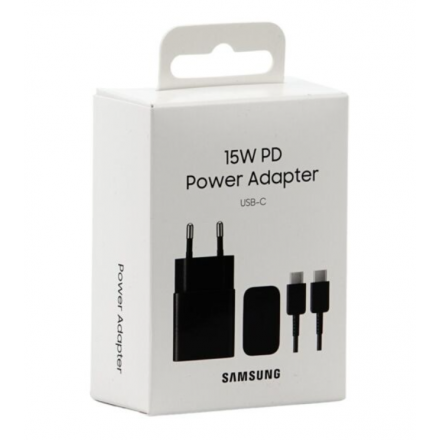 Adaptador / Cargador Con Cable Tipo C a TIpo C / Carga Super Rápido Original Samsung EP-T1510XBEGEU De 15W USB Tipo C