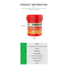 RELIFE RL-406-pasta de estaño sin plomo, alta temperatura, 227 °C