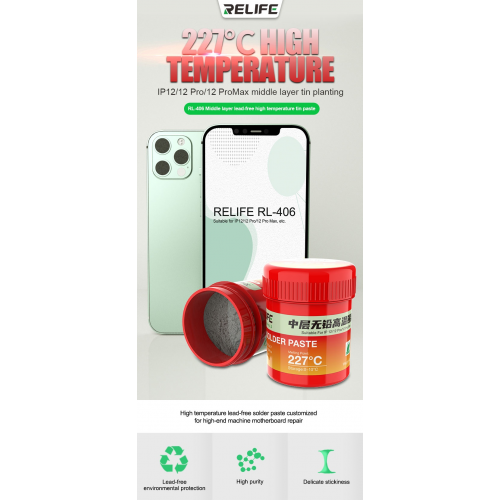 RELIFE RL-406-pasta de estaño sin plomo, alta temperatura, 227 °C