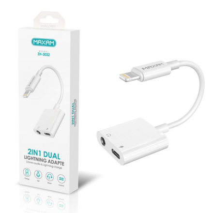 Adaptador de doble Lithning 2 En 1 longitud del cable 12cm 2.4A / ZH-3032 / MAXAM