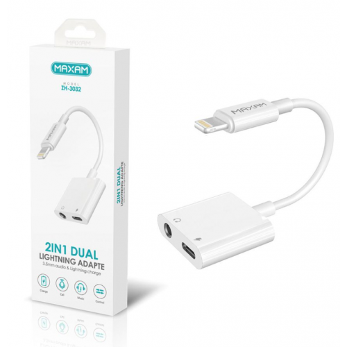 Adaptador de doble Lithning 2 En 1 longitud del cable 12cm 2.4A / ZH-3032 / MAXAM