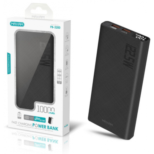 Bateria Externa / Power Bank Carga Rapida Con Entrada Tipo C Y USB de 10000mAh / MAXAM PB-3200