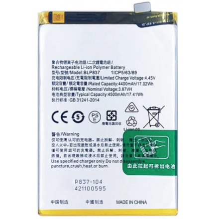 n444 Bateria Litio BLP837 Para Realme 8 Pro De 4500mAh
