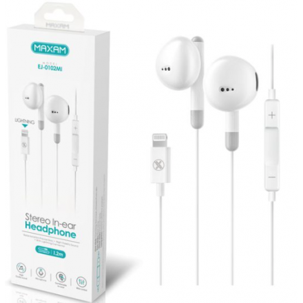 EJ-0102MI Auriculares Blanco Headphone LIGHTNING De 1.2m