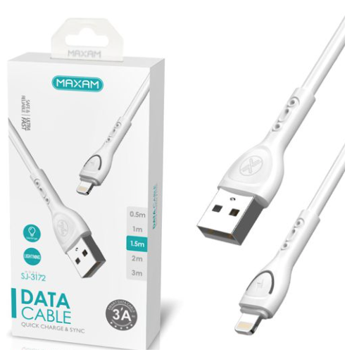 Cable De Carga De Iphone con Luz Led DE 1.5m con voltaje de 3A - MAXAM SJ-3172