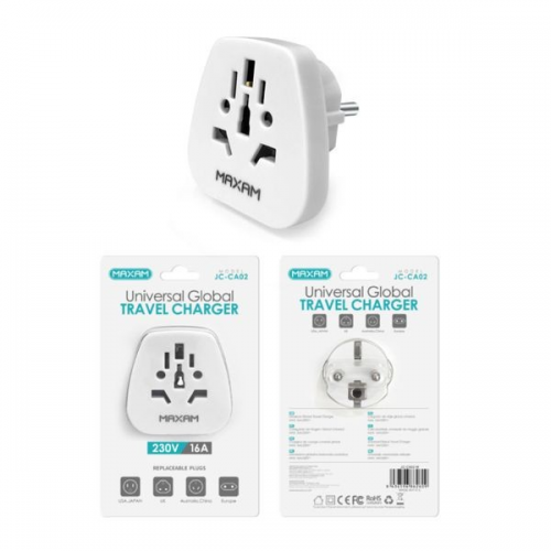 Adaptador Cargador Para viaje universal de estilo alemán Blanco JC-CA02