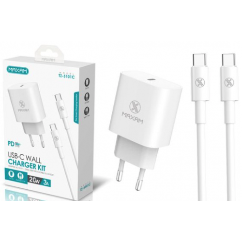 TZ-5101C Kit de carga rápida con cable de 1m de 60w/3A (blanco) MAXAM