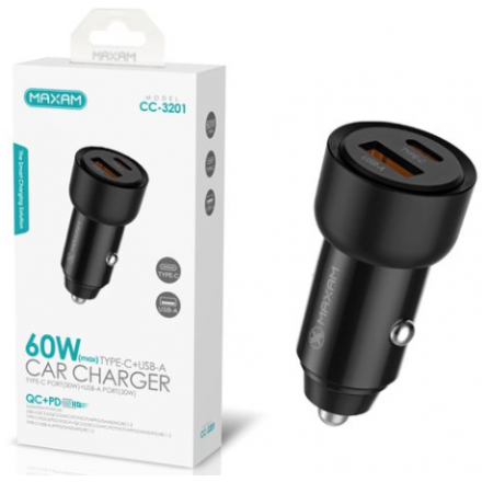 Cargador De Coche De Dos Entradas USB Y Tipo C De 30W...