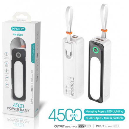 Power Bank Con Cable Tipo C incluido - 2A 4500mAh PB-2105C