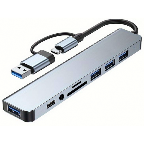 Adaptador de Hub USB Versátil - Expansión de Alta Velocidad 4/7/8 en 1 con Lector de Tarjetas SD/TF, para MacBook Pro/Air y Más