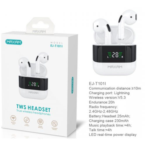 Auriculares Con Bluetooth TWS V5.3/230mAh Blanco EJ-T101i