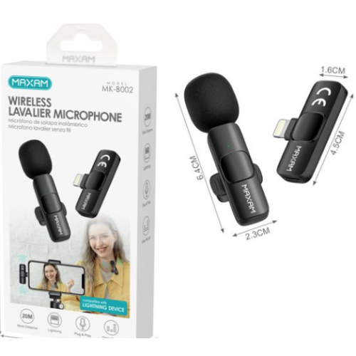 N275 MK-B002 Micrófono De Solapa Inalámbrico Conector Lightning 60mAh