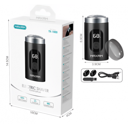 TX-1000 Afeitadora Eléctrica MAXAM 300mAh - Negra