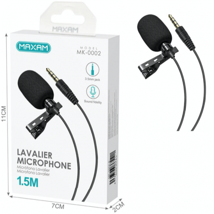 Cable De Micrófono De Solapa -Negro- MAXAM MK-0002