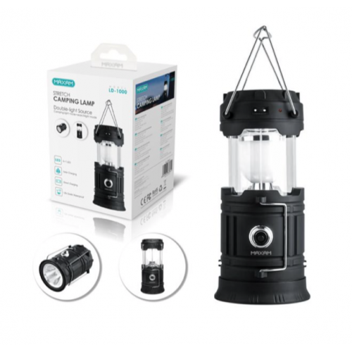 Luz De Camping Plegable Impermeable LD-1000 MAXAM / Recargable USB / Carga Solar 1200mAh