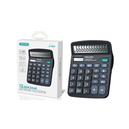 Calculadora MAXAM JS-0001 Solar Negra De 12 Dígitos