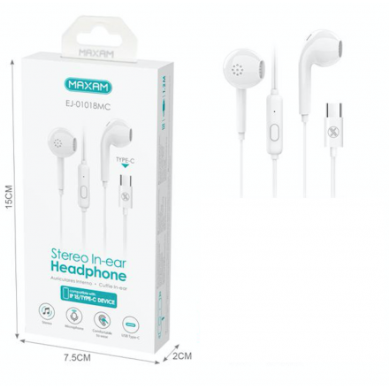 Cascos / Auriculares Estéreo EJ-01018MC Tipo-C MAXAM...