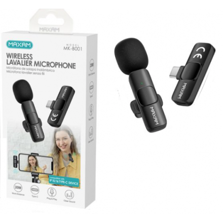 Mk-B001 Micrófono De Solapa Inalámbrico Conector Tipo C 60mAh