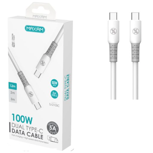 N109 SJ-2105C Maxam Cable TPE De Tipo C a Tipo C De 100w Con Chip E - Marker De 1.2m