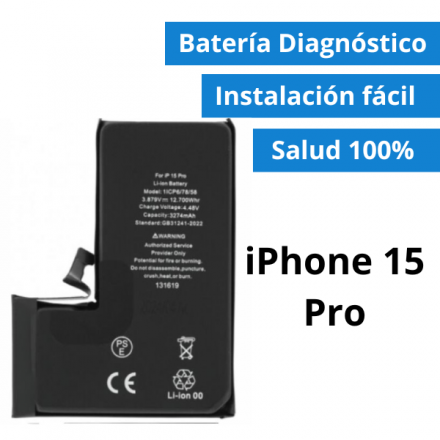Batería Diagnóstico para iPhone 15 Pro - Salud 100% Sin Soldar Chips (Facil de Montar)