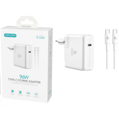 N32 TZ-6300 Maxam Kit De Cargador Rápido USB-C De Un Solo Cabezal Blanco De 96W