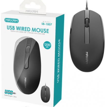 N177 Maxam SB-1007 Ratón USB Con Cable Negro