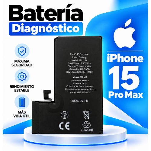 Bateria DIAGNÓSTICO RD para iPhone 15 Pro Max -...