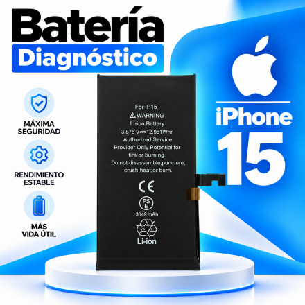Bateria DIAGNÓSTICO RD para iPhone 15 - Saúde 100% Sem...