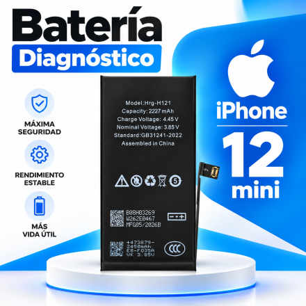 Bateria DIAGNÓSTICO RD para iPhone 12 Mini - Saúde 100%...