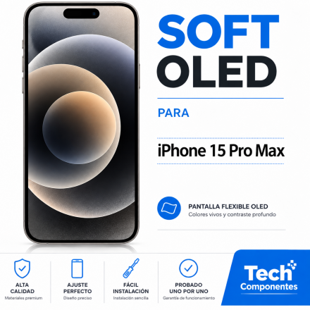 Ecrã Completo Soft OLED e Tátil para iPhone 15 Pro Max...
