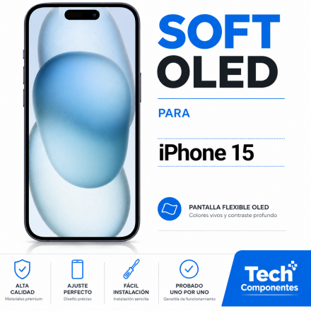 Ecrã OLED Flexível Soft IC Transferível para iPhone 15...
